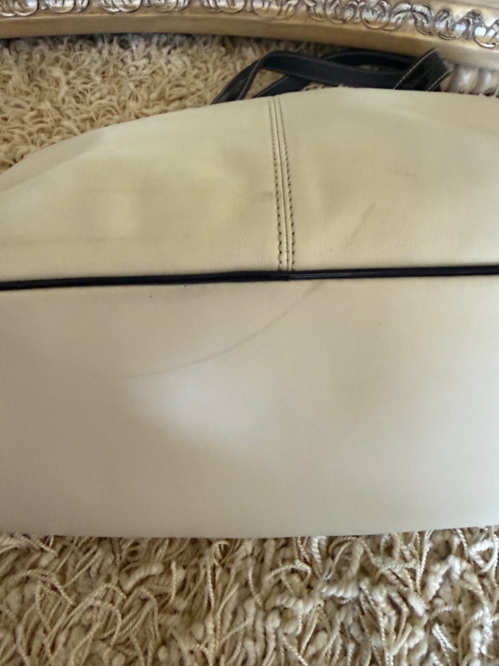 COACH Laura Kisslock Framed Ivory Leather Satchel Red Interior F14866 - Picture 12 of 16